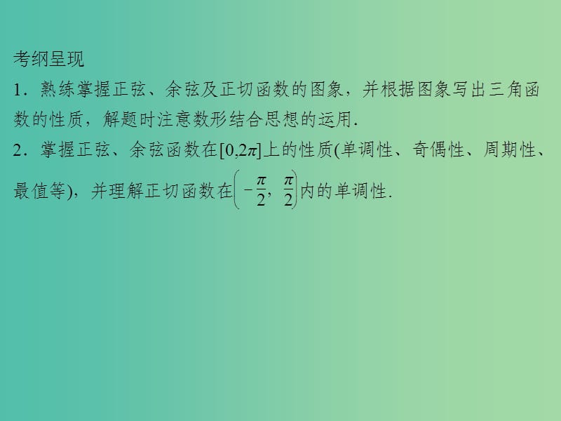 2020届高考数学一轮复习 第4章 三角函数、解三角形 第17节 三角函数的图象与性质课件 文.ppt_第2页