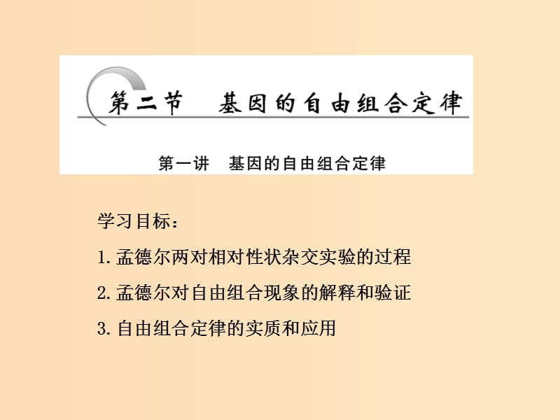 2018年高中生物第三章遗传和染色体第二节第一讲基因的自由组合定律课件苏教版必修2 .ppt_第1页