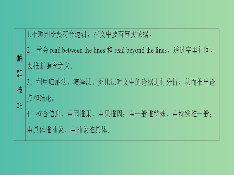 高考英语二轮复习与策略 第1部分 专题3 阅读理解 模式3 推理判断题课件.ppt_第3页