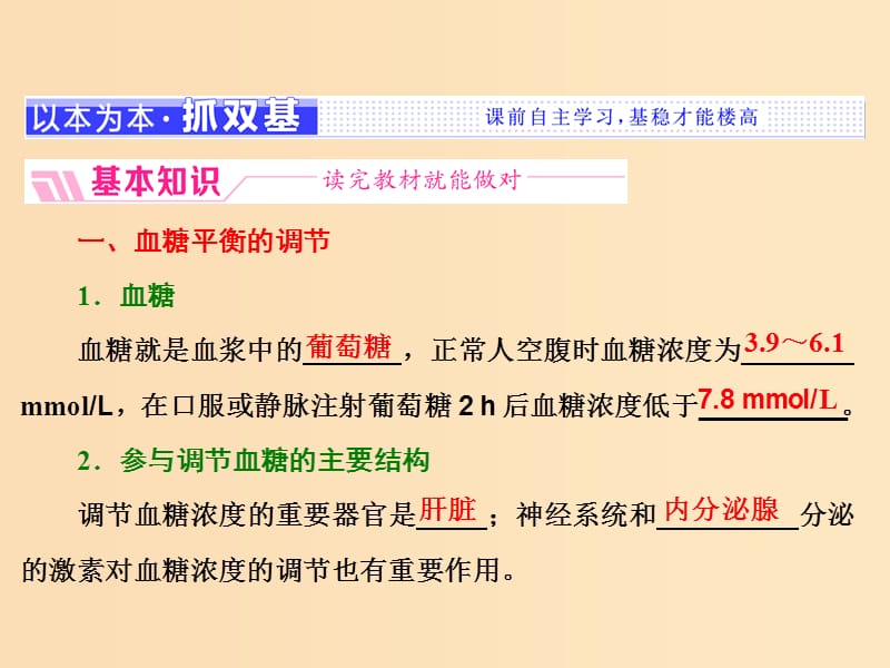 2018-2019学年高中生物 第二章 第一节 第3课时 血糖调节课件 苏教版必修3.ppt_第2页