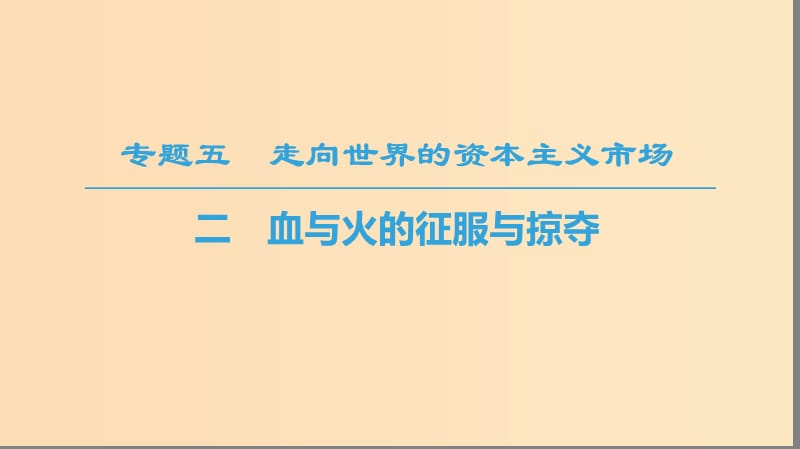 2018秋高中历史 专题5 走向世界的资本主义市场 二 血与火的征服与掠夺课件 人民版必修2.ppt_第1页