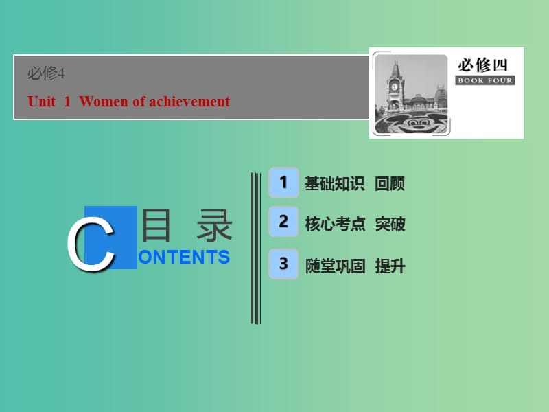 2019届高考英语一轮优化探究（话题部分）话题14 必修4 Unit 1 Women of achievement课件 新人教版.ppt_第1页