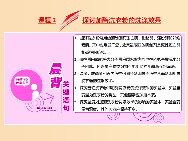 2018-2019学年高中生物专题4课题2探讨加酶洗衣粉的洗涤效果课件新人教版选修.ppt_第1页