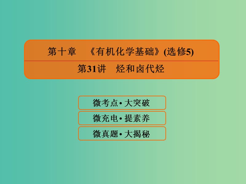 2019届高考化学一轮复习 10.31 烃和卤代烃课件.ppt_第1页