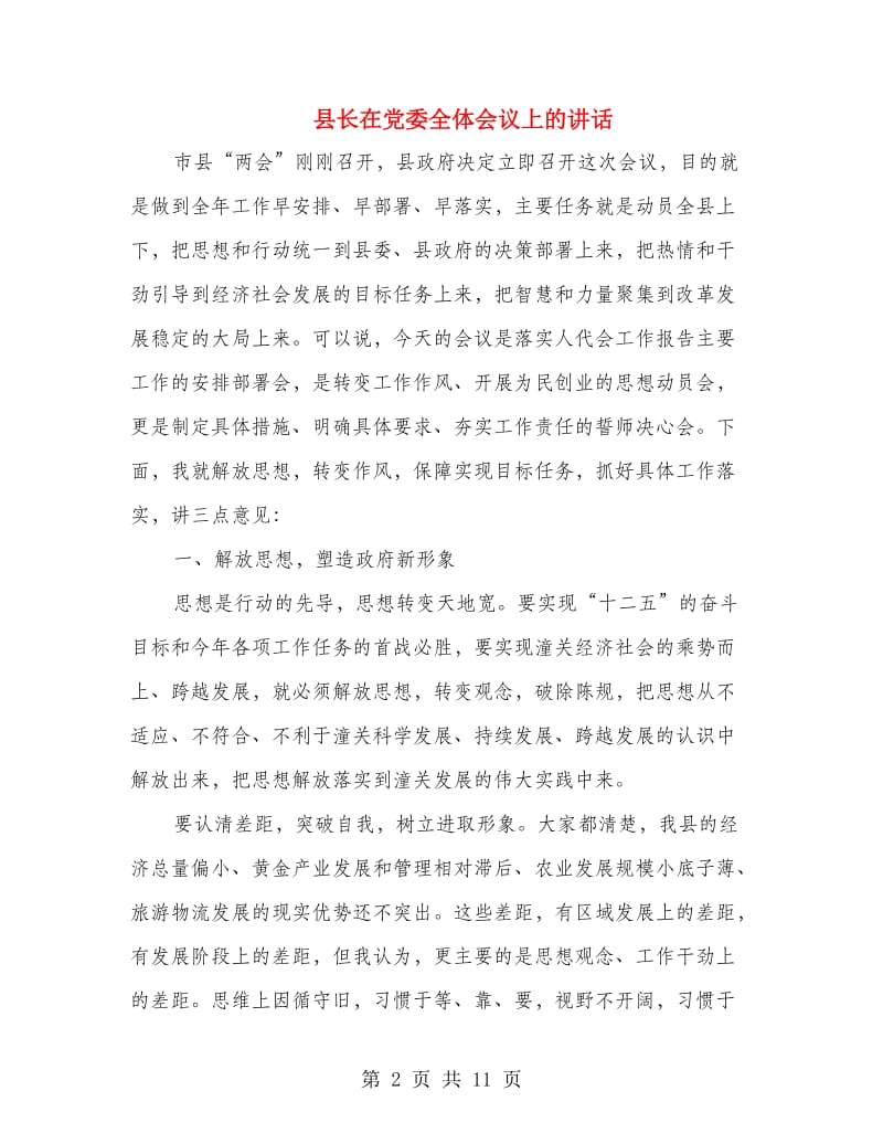 县长在党委全体会议上的讲话.doc_第2页