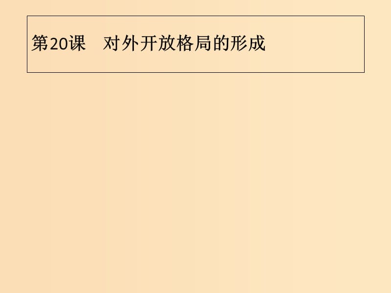 2018-2019学年高中历史 第四单元 中国社会主义建设发展道路的探索 第20课 对外开放格局的形成课件 岳麓版必修2.ppt_第1页