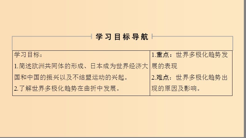 2018秋高中历史 第8单元 世界政治格局的多极化趋势 第24课 世界多极化的发展趋势课件 北师大版必修1.ppt_第2页