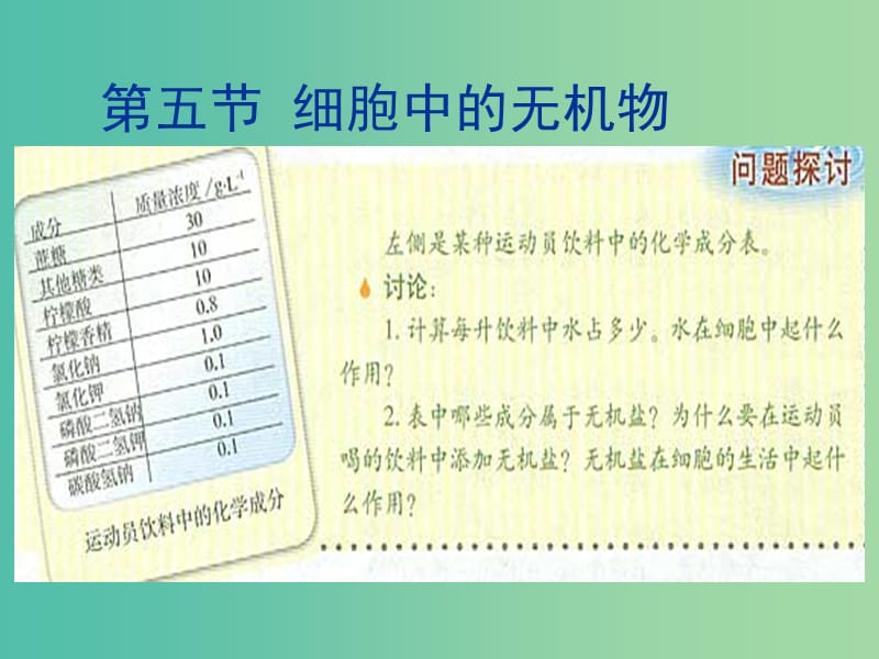 2019高中生物 专题2.5 细胞中的无机物同步课件 新人教版必修1.ppt_第2页