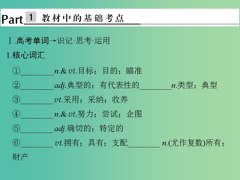 高考英语大一轮复习第1部分基础知识考点Unit1Art课件新人教版.ppt_第2页