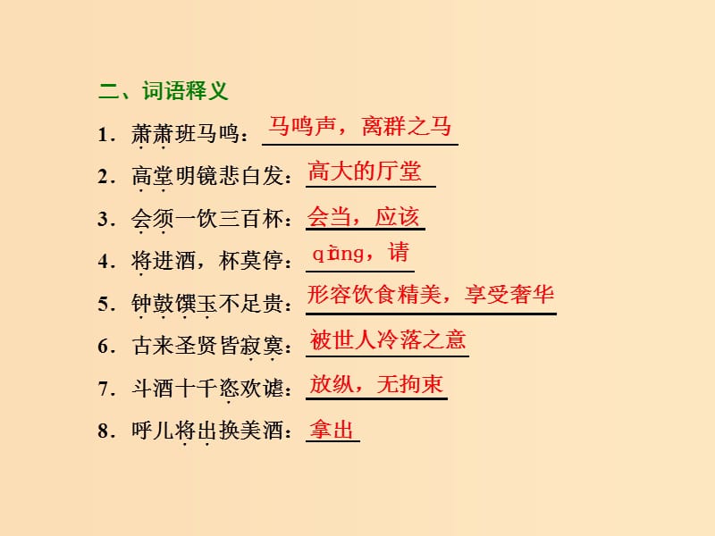 2018-2019学年高中语文 专题三 第二板块 送友人 将进酒课件 苏教版选修《唐诗宋词选读》.ppt_第3页