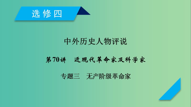 2019届高考历史一轮复习 第70讲 近现代革命家及科学家 专题3 无产阶级革命家课件 岳麓版.ppt_第1页