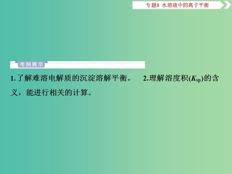 2019届高考化学总复习 专题8 水溶液中的离子平衡 第四单元 沉淀溶解平衡课件 苏教版.ppt_第2页