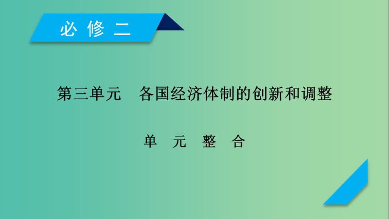 2019届高考历史一轮复习 第三单元 各国经济体制的创新和调整单元整合课件 岳麓版必修2.ppt_第1页