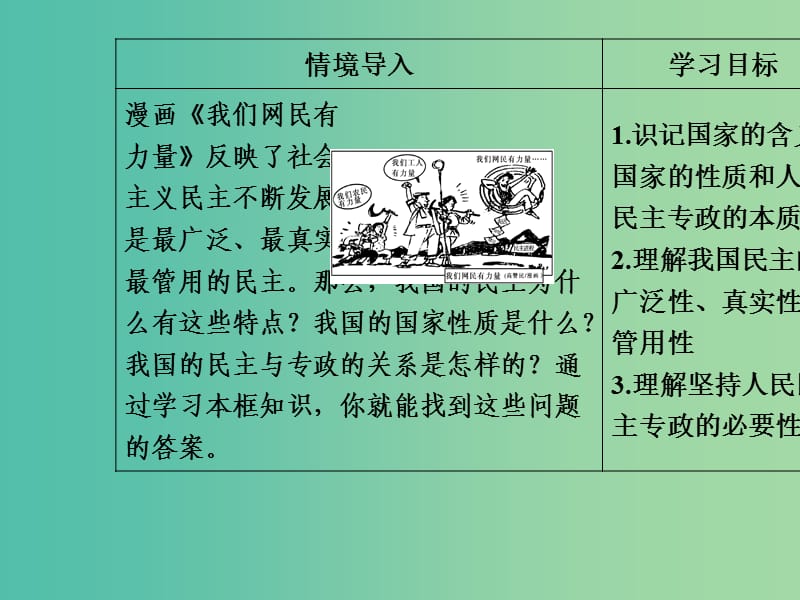 2019春高中政治第一单元公民的政治生活第一课生活在人民当家作主的国家第一框人民民主专政：本质是人民当家作主课件新人教版必修2 .ppt_第3页