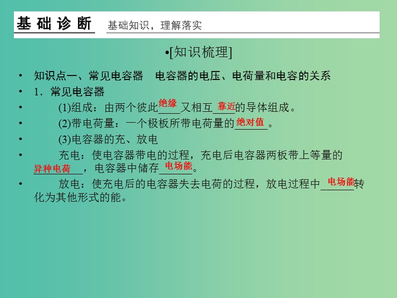 高考物理一轮复习 第6章 电容器 带电粒子在电场中的运动基础课时18课件.ppt_第2页