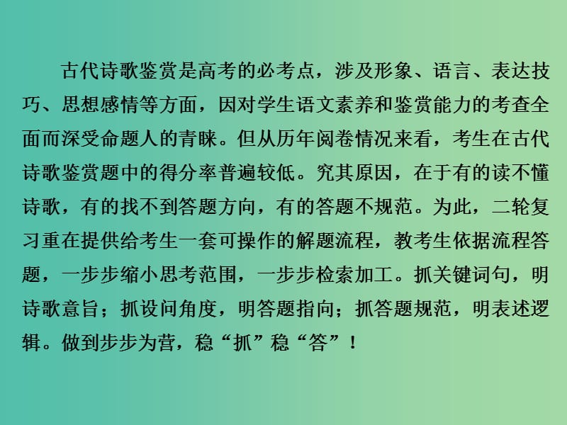 高考语文二轮复习第二部分古代诗文阅读专题二古代诗歌阅读课件.ppt_第2页