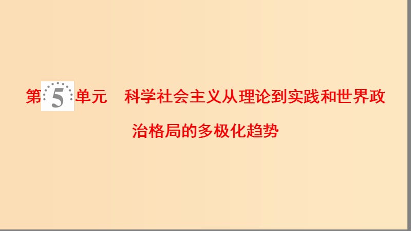 2019版高考历史一轮复习 第5单元 科学社会主义从理论到实践和世界政治格局的多极化趋势 第10讲 科学社会主义从理论到实践课件 北师大版.ppt_第1页