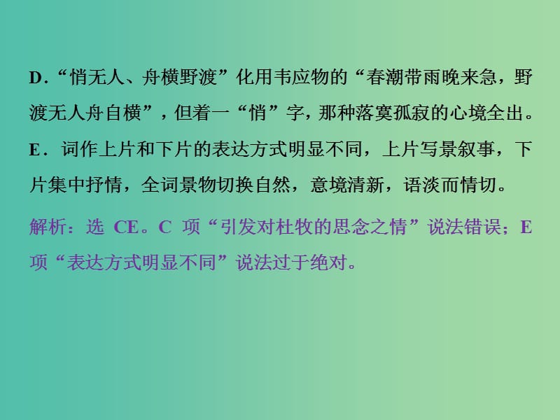 2019届高考语文一轮复习 第四部分 古代诗文阅读 专题二 古代诗歌阅读 3 练考点能力训练课件 新人教版.ppt_第3页