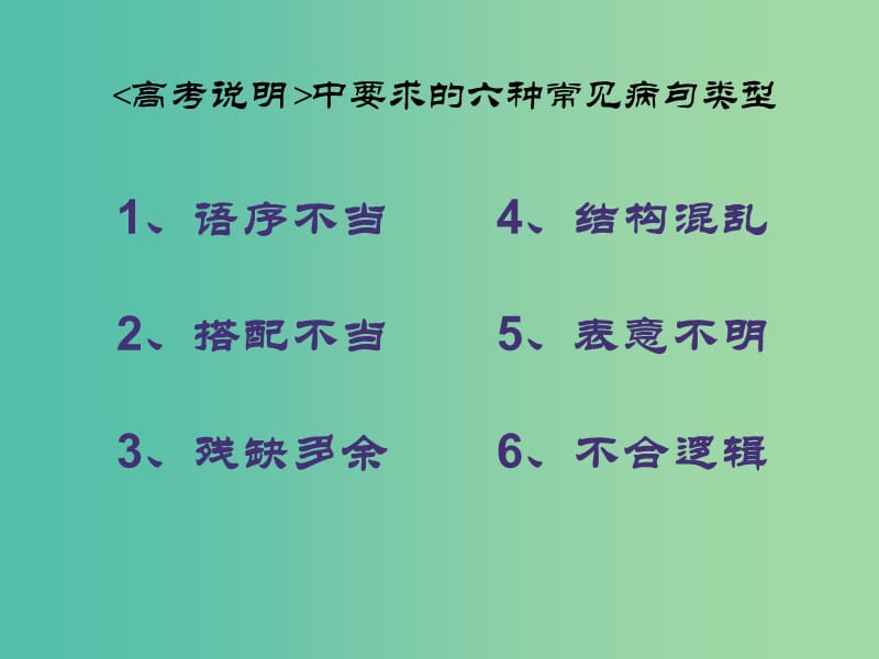 高考语文专题复习 修改病句专题复习课件.ppt_第2页