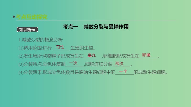 2019届高考生物一轮复习第4单元细胞的生命历程第13讲减数分裂和受精作用课件.ppt_第3页