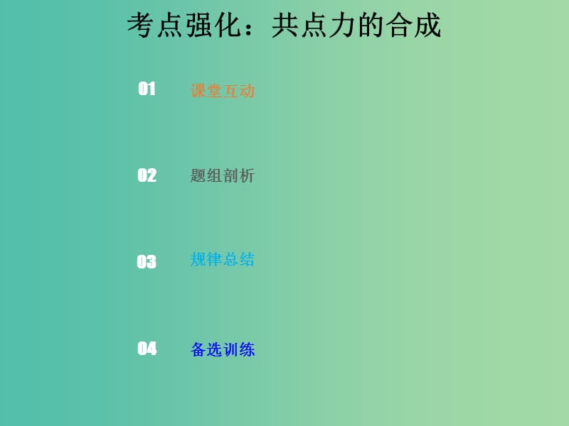 2019版高考物理总复习 第二章 相互作用 2-2-1 考点强化 共点力的合成课件.ppt_第1页