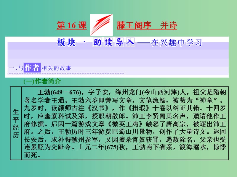 2019年高中语文 第四专题 第16课 滕王阁序课件 苏教版必修5.ppt_第1页