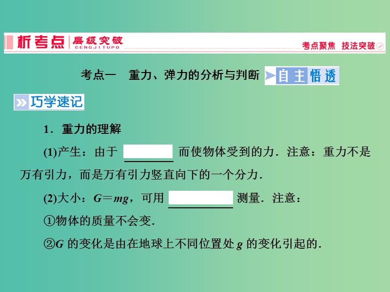 2019高考物理一轮复习 第二章《相互作用》第1课时 重力 弹力课件 新人教版.ppt_第2页