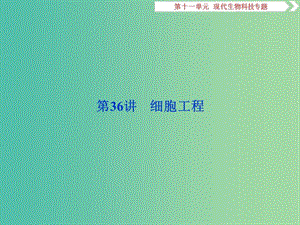 2019屆高考生物一輪復習 第十一單元 現代生物科技專題 第36講 細胞工程課件.ppt