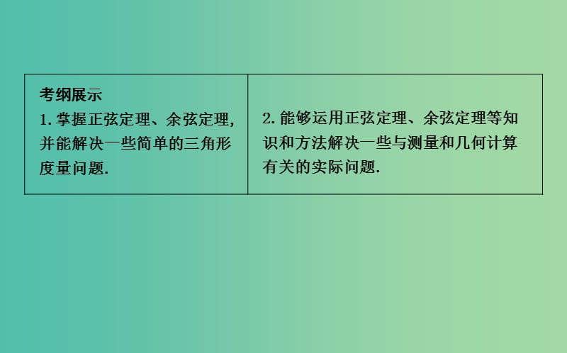 2019届高考数学一轮复习 第三篇 三角函数、解三角形 第6节 正弦定理和余弦定理及其应用课件 理 新人教版.ppt_第2页