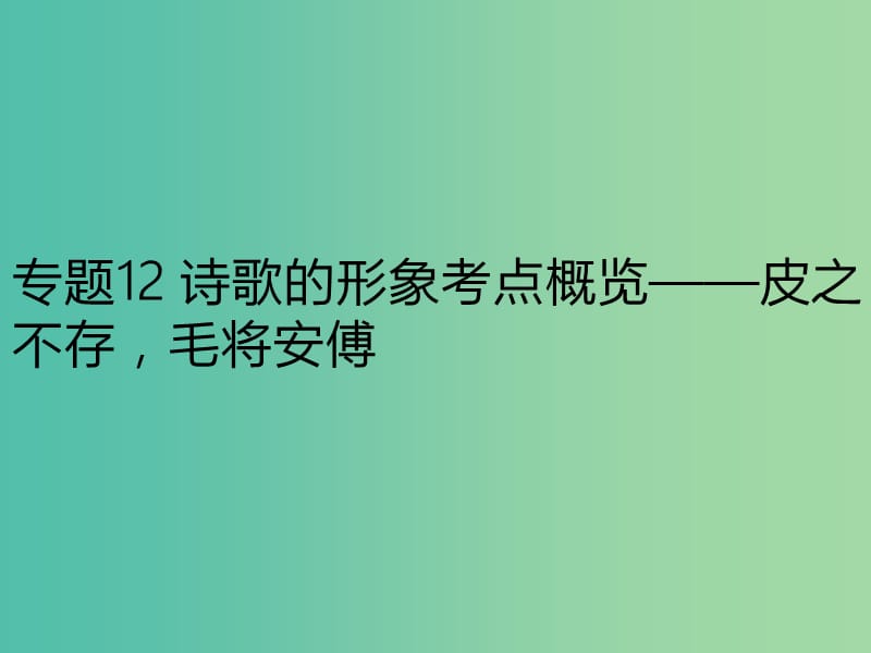 2019年高考语文古诗鉴赏专题12诗歌的形象考点概览--皮之不存毛将安傅课件.ppt_第1页