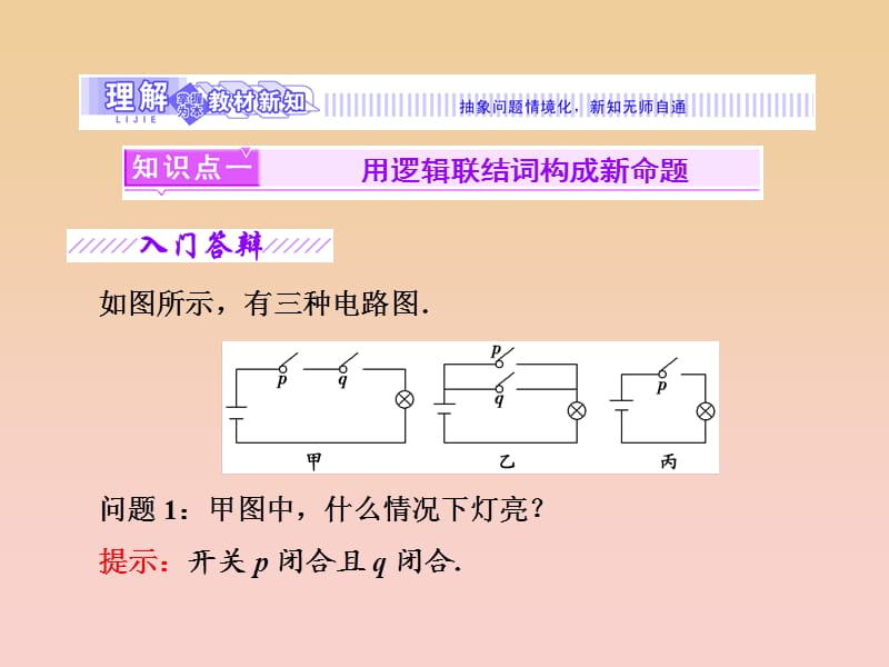 2017-2018学年高中数学第一章常用逻辑用语4逻辑联结词“且”“或”“非”实用课件北师大版选修.ppt_第3页