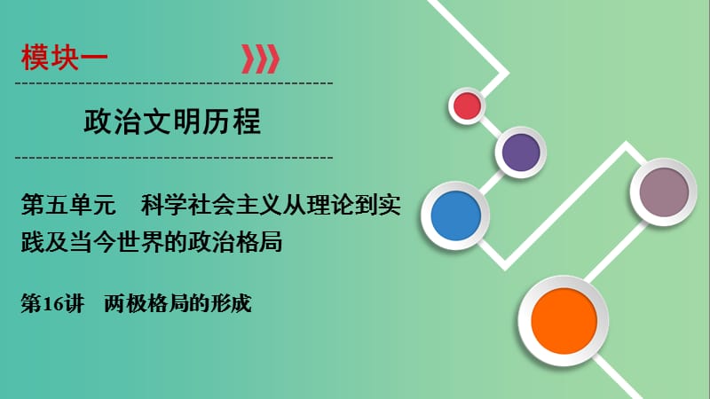 2020年高考历史总复习 第五单元 科学社会主义从理论到实践及当今世界的政治格局 第16讲 两极格局的形成课件 新人教版.ppt_第1页