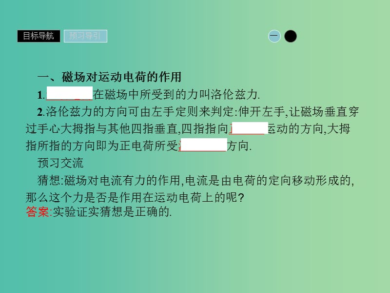 2019高中物理 第一章 电与磁 1.6 洛伦兹力初探课件 粤教版选修1 -1.ppt_第3页