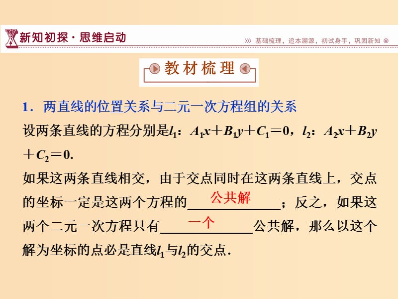 2018-2019学年高中数学 第2章 平面解析几何初步 2.1 直线与方程 2.1.4 两条直线的交点课件 苏教版必修2.ppt_第3页