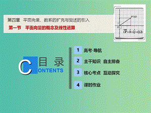 2019屆高考數(shù)學(xué)一輪復(fù)習(xí) 第四章 平面向量、數(shù)系的擴充與復(fù)述的引入 第一節(jié) 平面向量的概念及線性運算課件.ppt