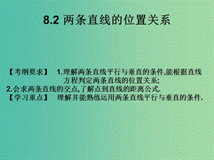 2019年高考數(shù)學(xué)總復(fù)習(xí)核心突破 第8章 平面解析幾何 8.2 兩條直線的位置關(guān)系課件.ppt