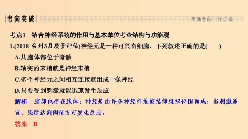 2019版高考生物总复习 第二部分 选择题必考五大专题 专题五 生命活动的调节 第11讲 神经调节课件.ppt_第3页