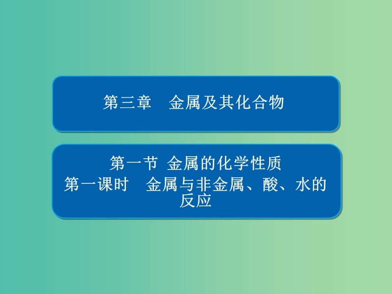 2018-2019学年高中化学 第三章 金属及其化合物 第一节 金属的化学性质 第一课时 金属与非金属、酸、水的反应课件 新人教版必修1.ppt_第1页