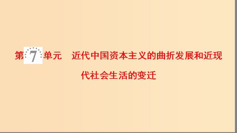 2019版高考历史一轮复习 第7单元 近代中国资本主义的曲折发展和近现代社会生活的变迁 第14讲 近代中国资本主义的曲折发展课件 北师大版.ppt_第1页