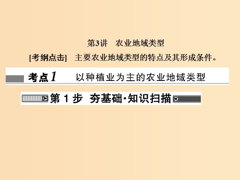 2018屆高考地理總復習 第八章 農(nóng)業(yè)地域的形成與發(fā)展 2-8-3 農(nóng)業(yè)地域類型課件 新人教版.ppt_第1頁