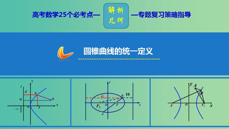 2019年高考数学 25个必考点 专题22 圆锥曲线的统一定义课件.ppt_第1页