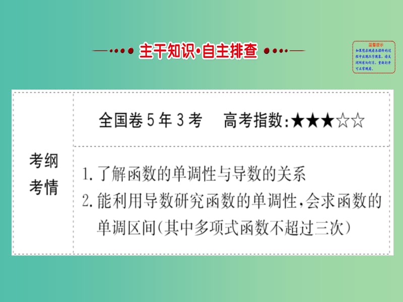 高考数学一轮复习 第二章 函数、导数及其应用 2.11.1 利用导数研究函数的单调性课件(理).ppt_第2页