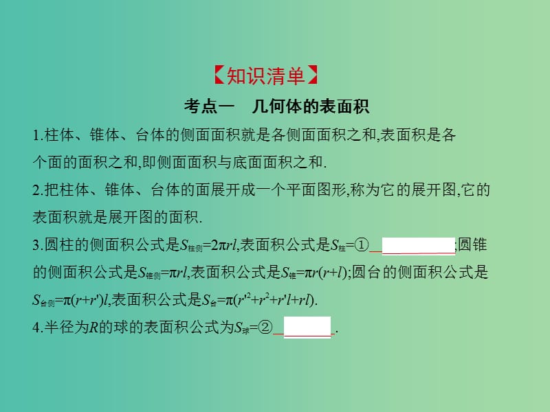 2019高考数学一轮复习 第八章 立体几何 8.2 空间几何体的表面积与体积课件 理.ppt_第1页