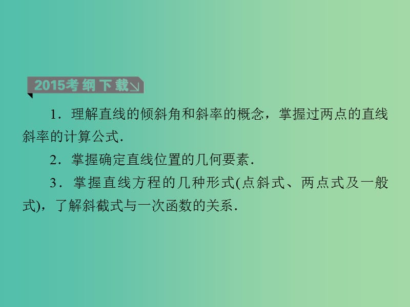 高考数学一轮复习 第九章 第1课时 直线方程课件 理.ppt_第3页