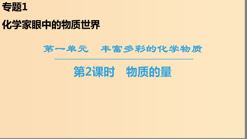 2018-2019學(xué)年高中化學(xué) 專題1 化學(xué)家眼中的物質(zhì)世界 第1單元 豐富多彩的化學(xué)物質(zhì) 第2課時 物質(zhì)的量課件 蘇教版必修1.ppt_第1頁