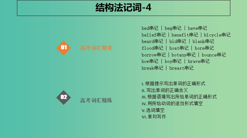 2019版高考英语大一轮复习 结构法记词-4课件.ppt_第1页