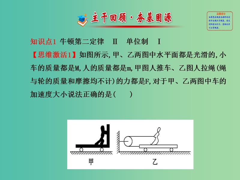 高考物理一轮复习 3.2牛顿第二定律 两类动力学问题课件 沪科版必修1.ppt_第2页