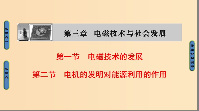 2018版高中物理 第3章 电磁技术与社会发展 第1节 电磁技术的发展 第2节 电机的发明对能源利用的作用课件 粤教版选修1 -1.ppt_第1页