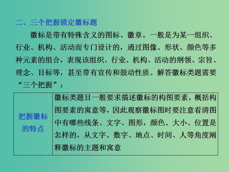 2019届高考语文一轮复习 第五部分 语言文字运用 专题六 图文转换 2 抓核心技能提升课件 新人教版.ppt_第3页