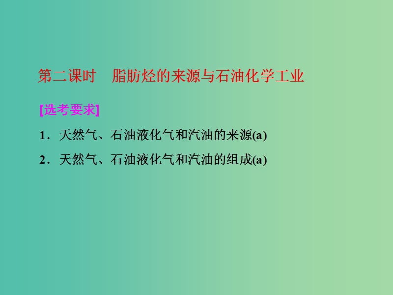 浙江專版2018年高中化學(xué)專題3常見的烴第一單元第二課時(shí)脂肪烴的來源與石油化學(xué)工業(yè)實(shí)用課件蘇教版選修5 .ppt_第1頁